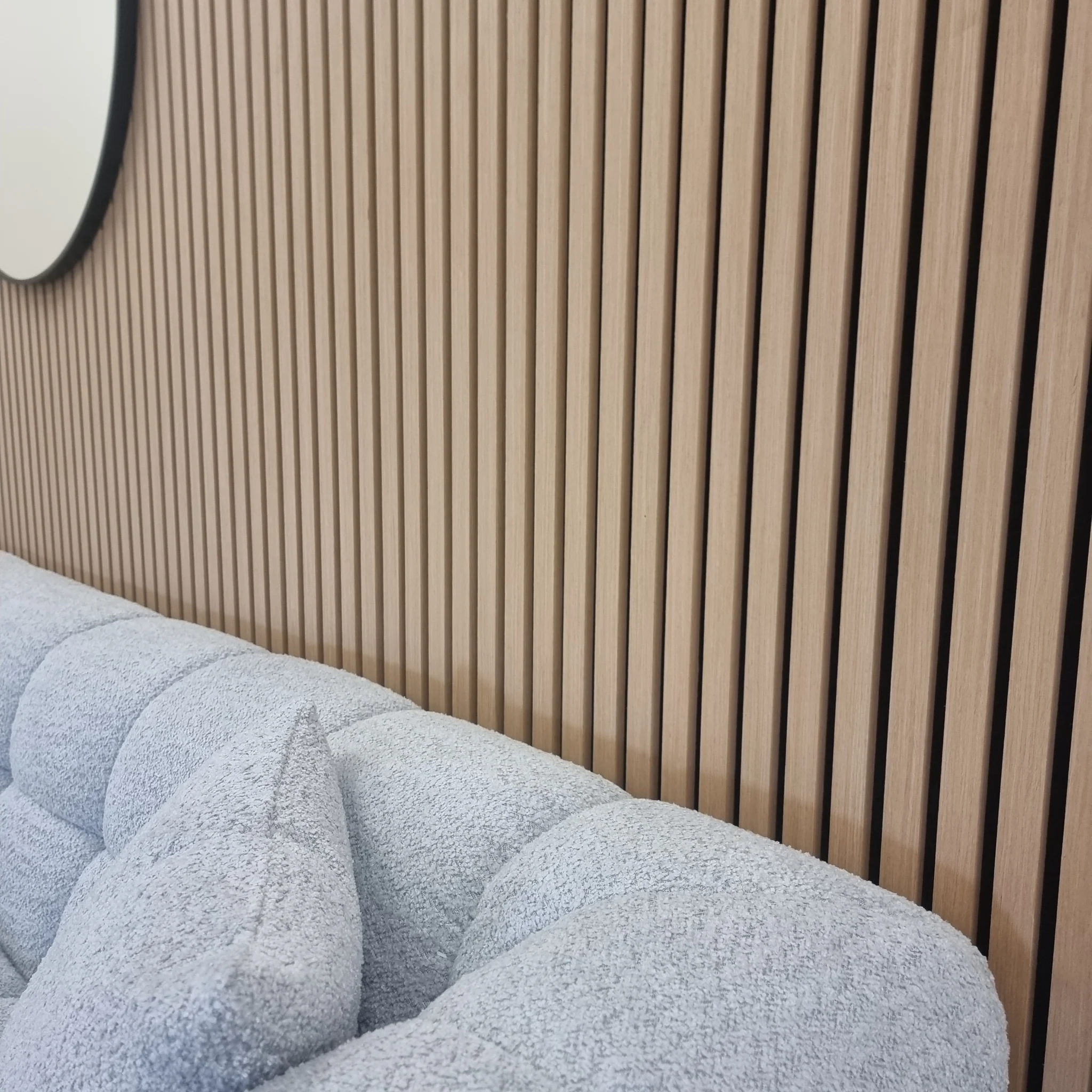 Real Wooden Acoustic Slatted Wall Panels - Light Oak - 240cm x 60cm (4 pack) Image 2 Real Wooden Acoustic Slatted Wall Panels - Light Oak - 240cm x 60cm (4 pack) product image 2