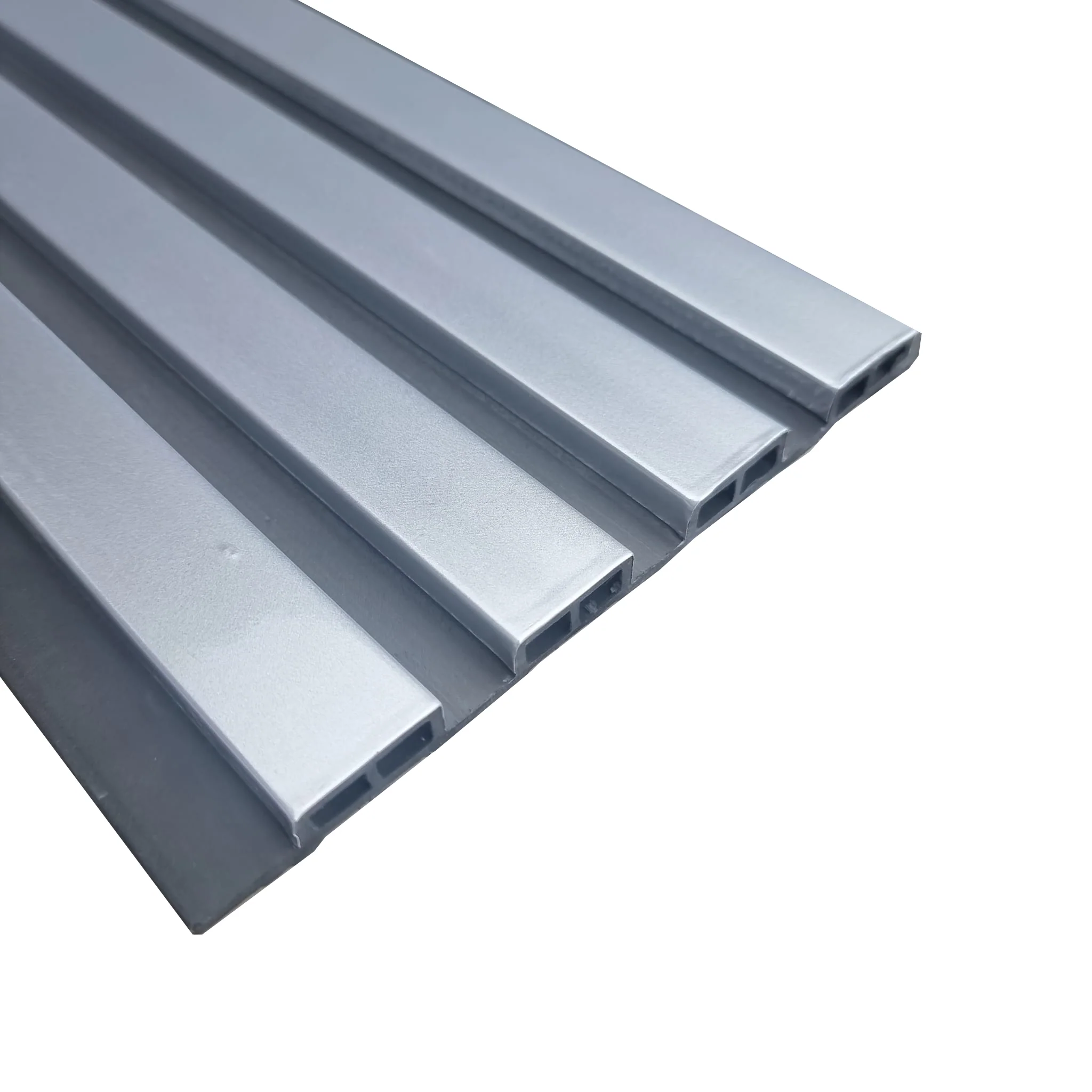Wood effect slatted wall panels chrome 2 Wood Effect Slatted Wall Panels Chrome 2