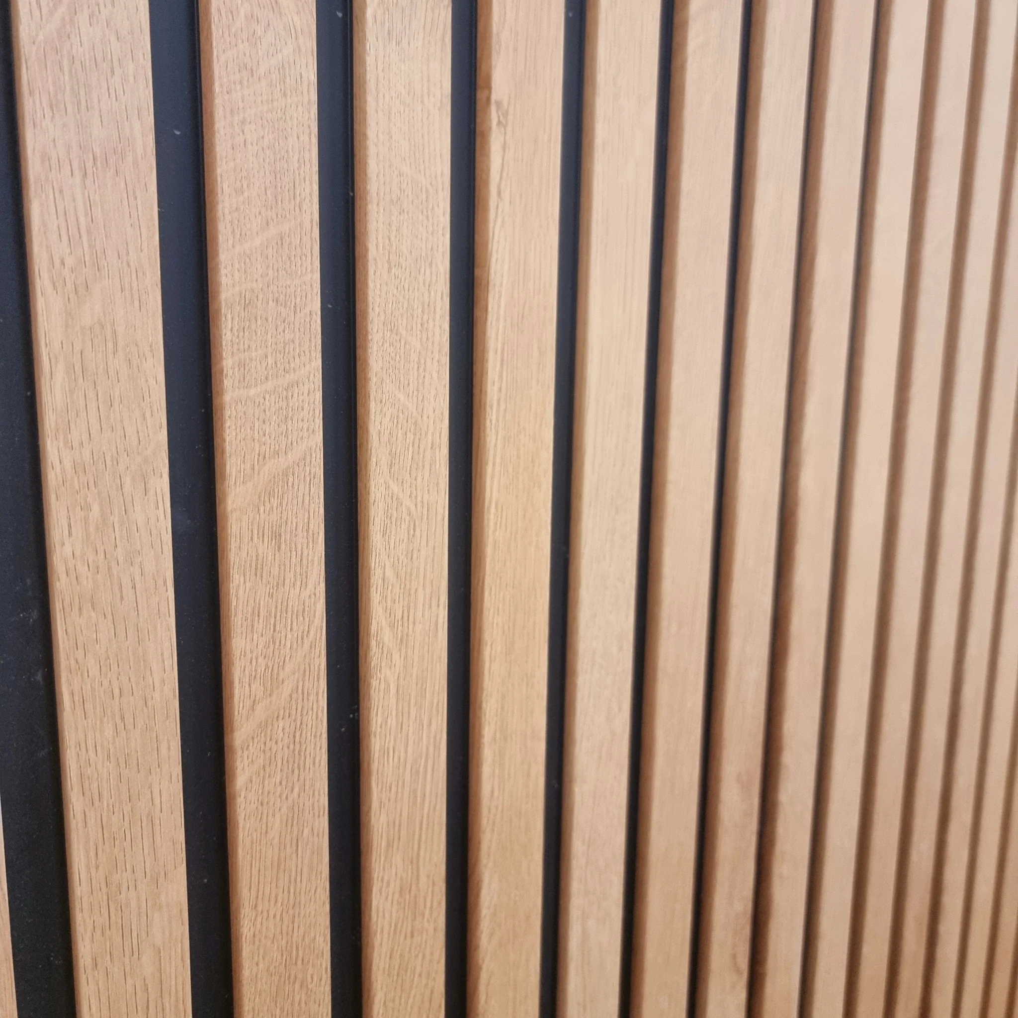 Wood effect slatted wall panels light oak Wood Effect Slatted Wall Panels Light Oak