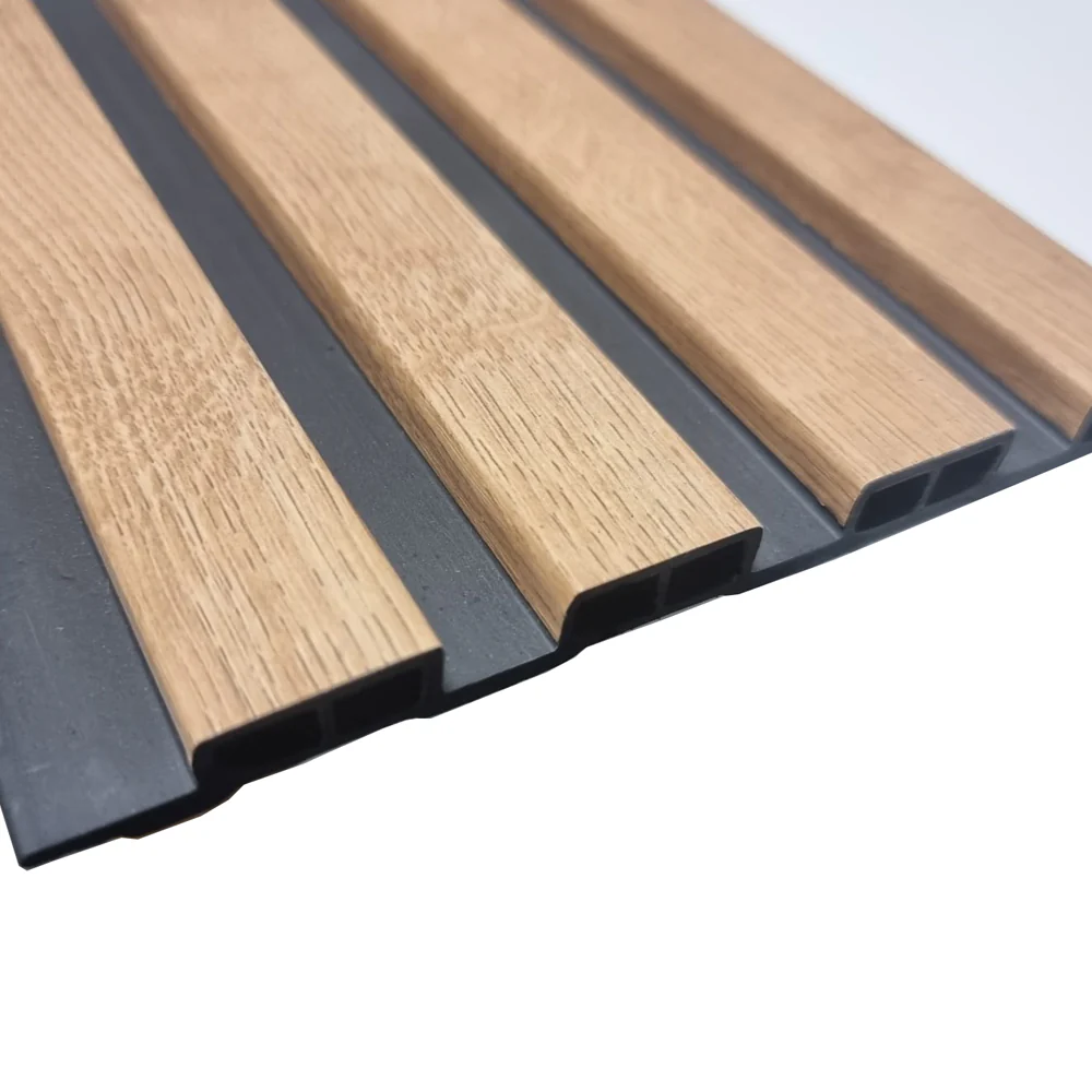 Wood effect slatted wall panels light oak 2 Wood Effect Slatted Wall Panels Light Oak 2