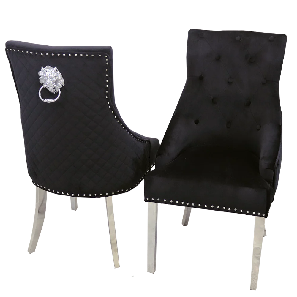 bentley chrome chair black velvet lion knocker Bentley Chrome Chair Black Velvet Lion Knocker