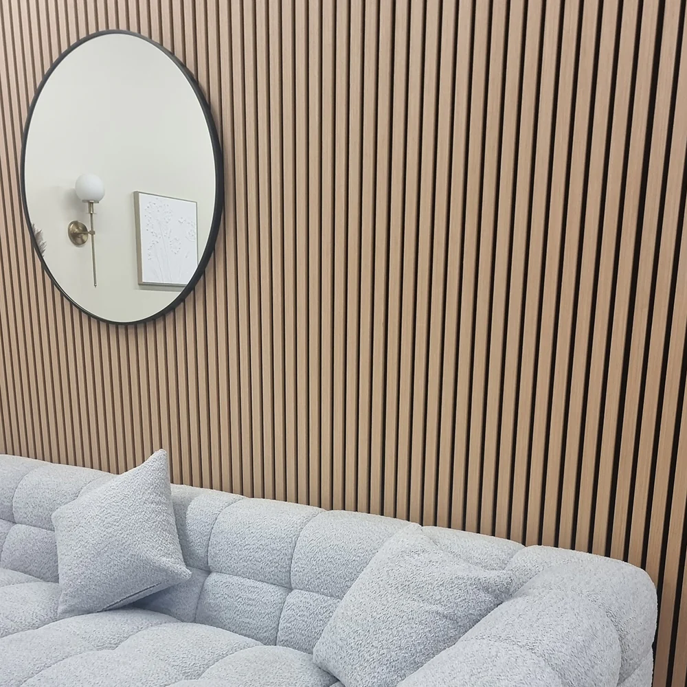 Real Wooden Acoustic Slatted Wall Panels - Light Oak - 240cm x 60cm (4 pack) Image 1 Real Wooden Acoustic Slatted Wall Panels - Light Oak - 240cm x 60cm (4 pack) featured image