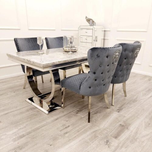 Arriana 1.8 Dining Table With 6 Chelsea Shimmer Chairs2