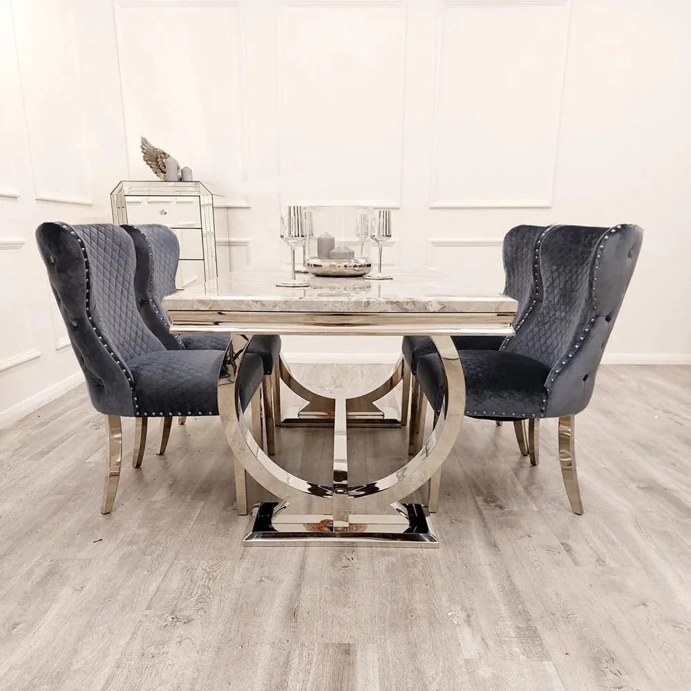 Arriana 1.8 Dining Table with 6 Chelsea Shimmer Chairs3 Arriana 1.8 Dining Table With 6 Chelsea Shimmer Chairs3