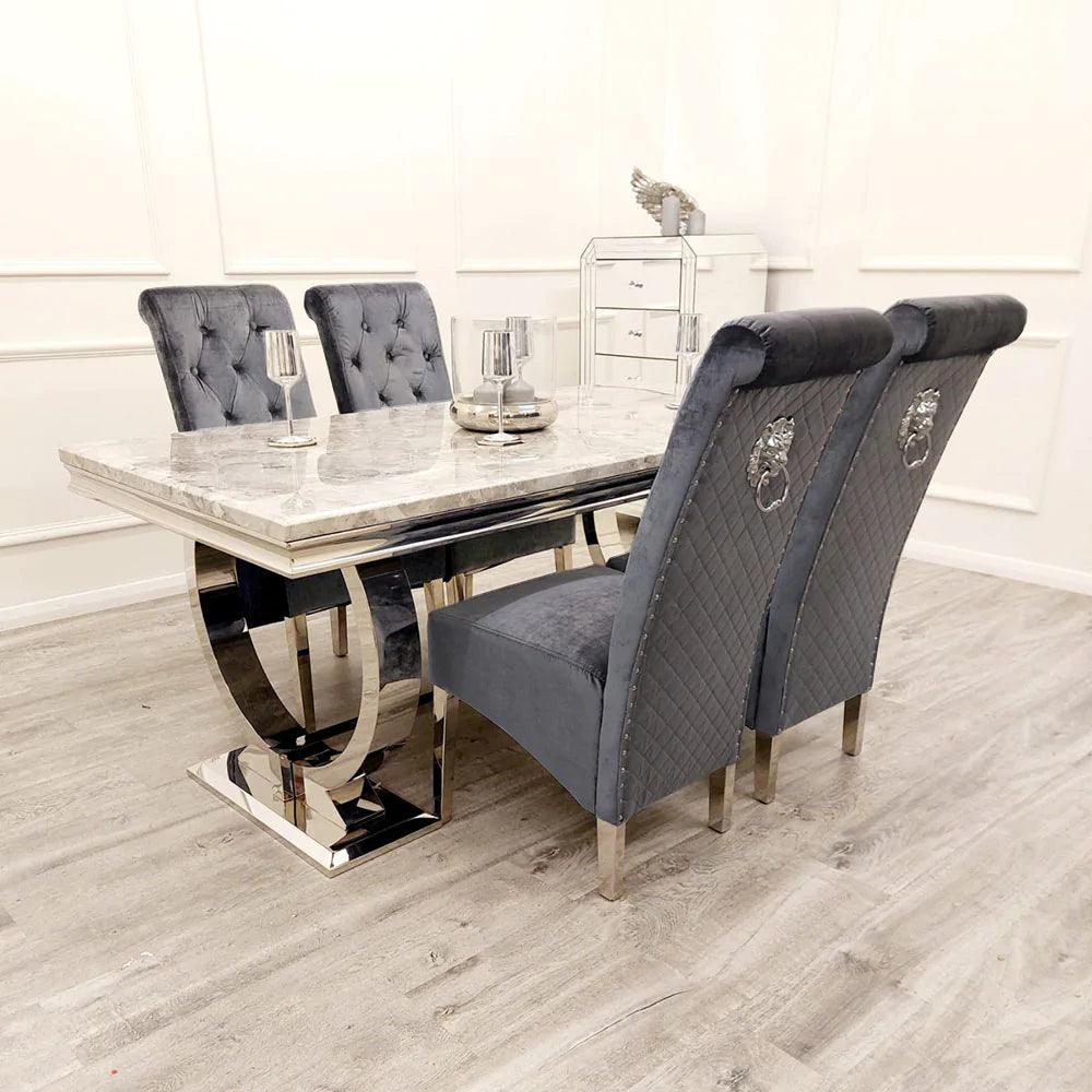 Arriana 1.8 Dining Table with 6 Emma Shimmer Chairs1 Arriana 1.8 Dining Table With 6 Emma Shimmer Chairs1