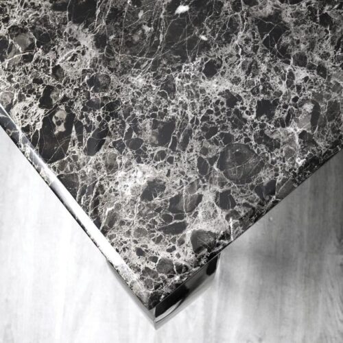 Louis 150cm Black Marble Dining Table + Lucy Black Lion Knocker Plush Velvet Chairs3