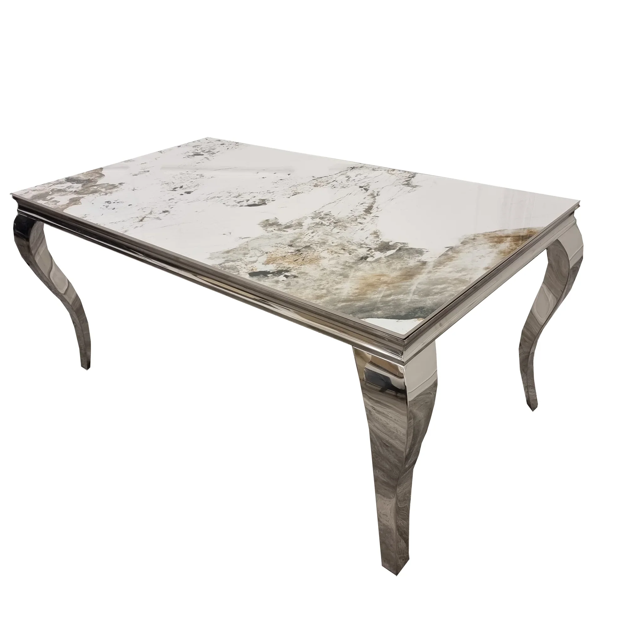 Louis Chrome Ceramic Marble & Chrome Dining Table 3 Colours Louis Chrome Ceramic Marble & Chrome Dining Table 3 Colours