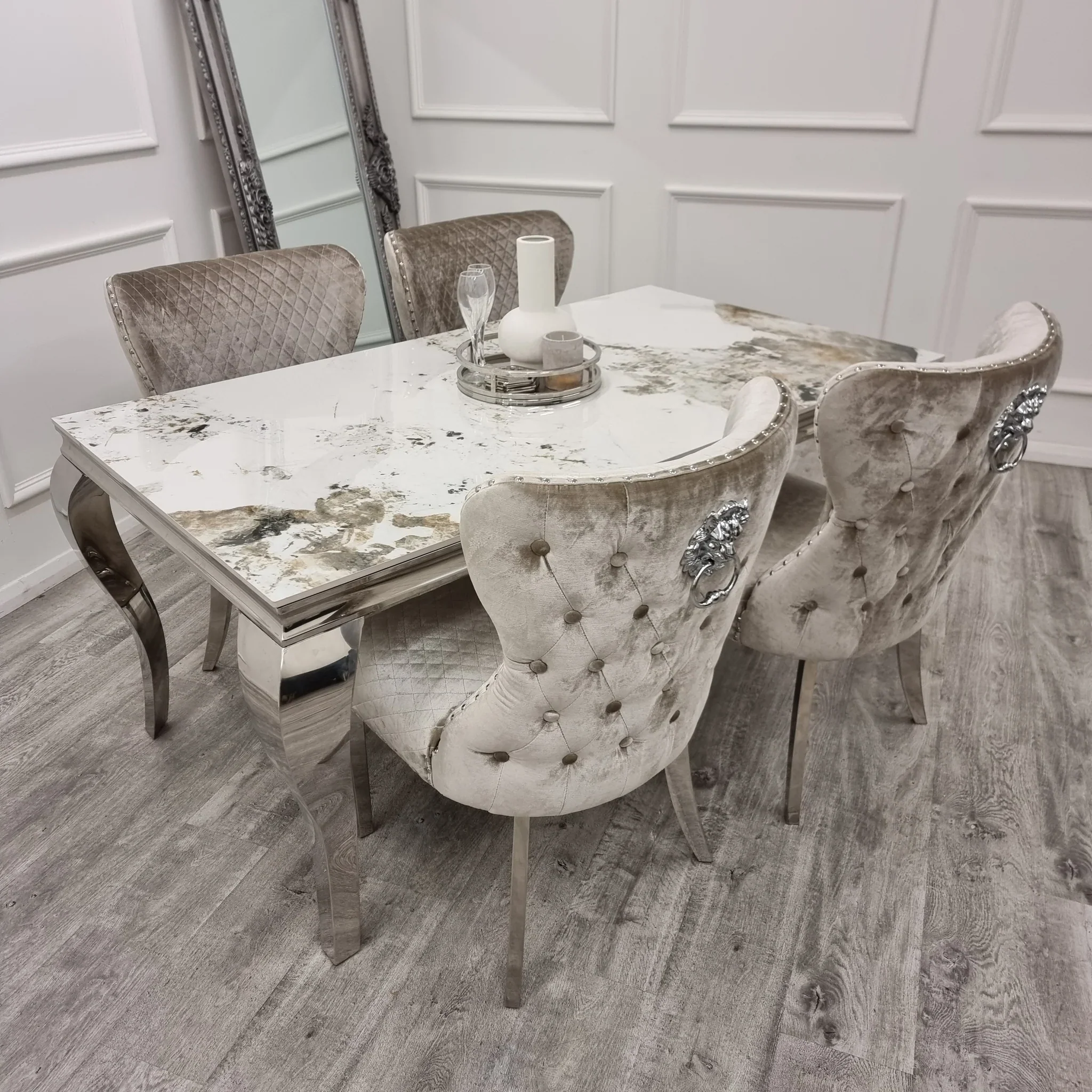 Louis Chrome Ceramic Marble & Chrome Dining Table 3 Colours1 Louis Chrome Ceramic Marble & Chrome Dining Table 3 Colours1