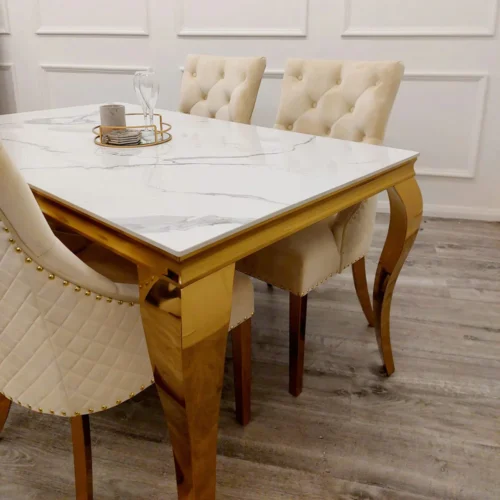 Louis Gold Ceramic Marble & Chrome Dining Table 3 Colours3