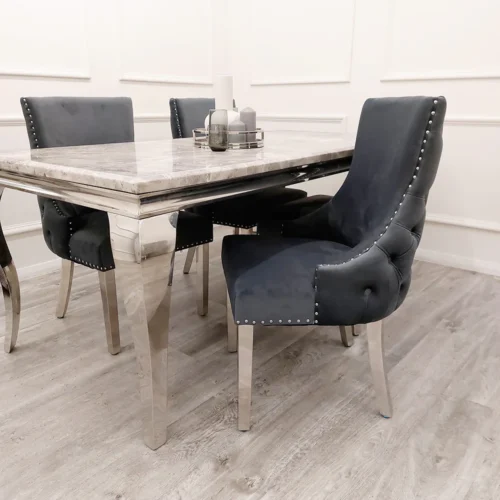 Louis Grey Marble Dining Table3