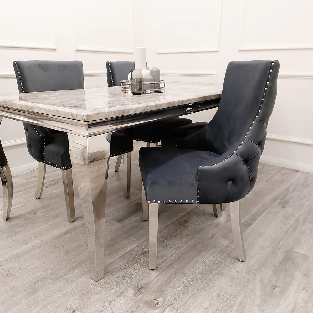 Louis Grey Marble Dining Table3 Louis Grey Marble Dining Table3