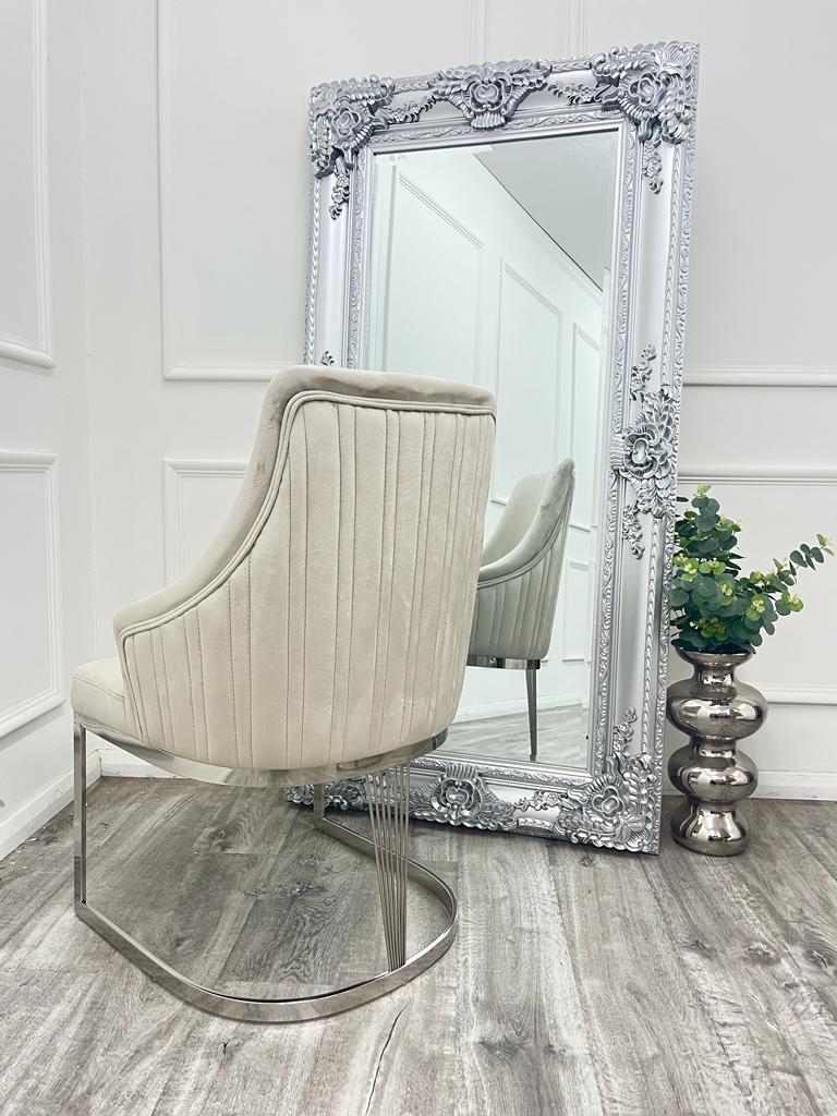 Louis Marble & Chrome Dining Table With Carlton Beige11 Louis Marble & Chrome Dining Table With Carlton Beige11