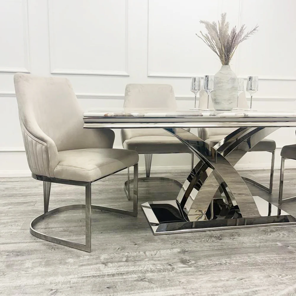 Chelmsford Velvet Dining Chair silver 3 Chelmsford Velvet Dining Chair Silver 3