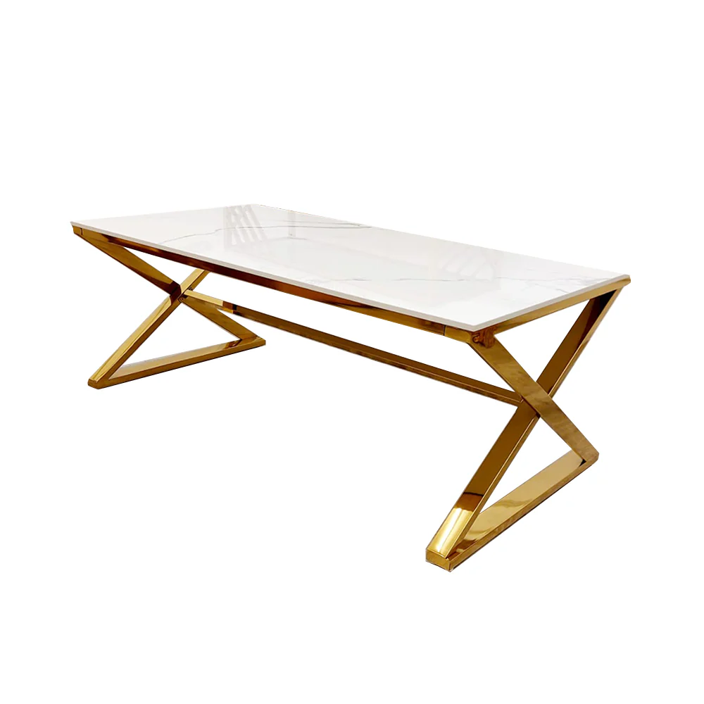 Zion Gold Coffee Table with Polar White Sintered Top Zion Gold Coffee Table With Polar White Sintered Top