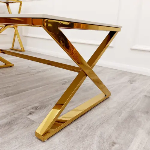 Zion Gold Coffee Table With Polar White Sintered Top 2