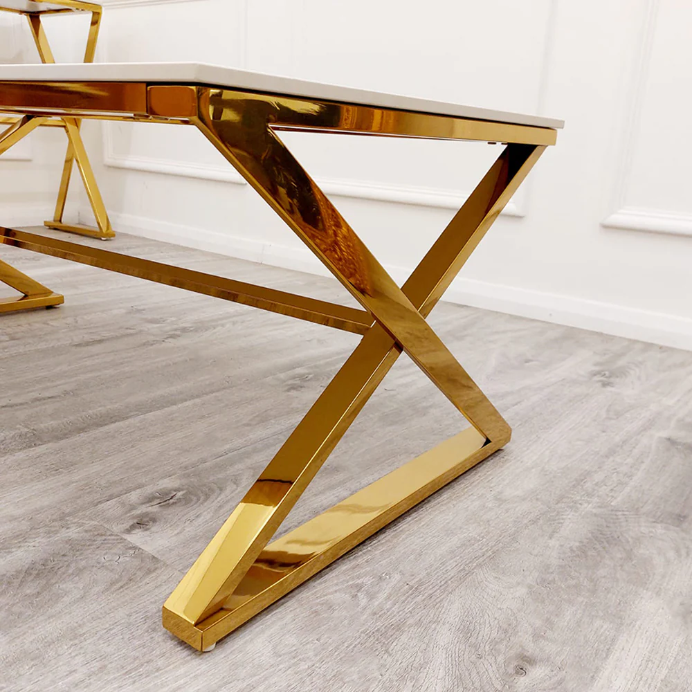 Zion Gold Coffee Table with Polar White Sintered Top 2 Zion Gold Coffee Table With Polar White Sintered Top 2