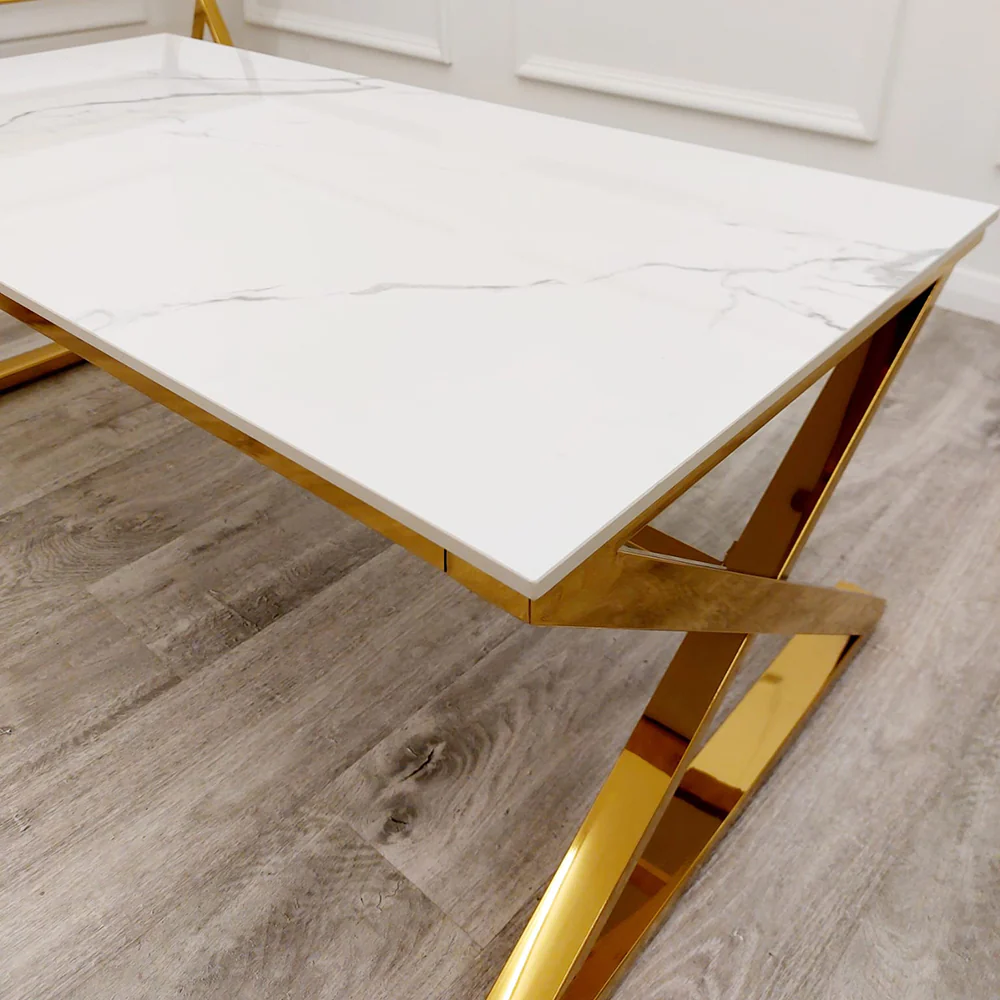 Zion Gold Coffee Table with Polar White Sintered Top 3 Zion Gold Coffee Table With Polar White Sintered Top 3