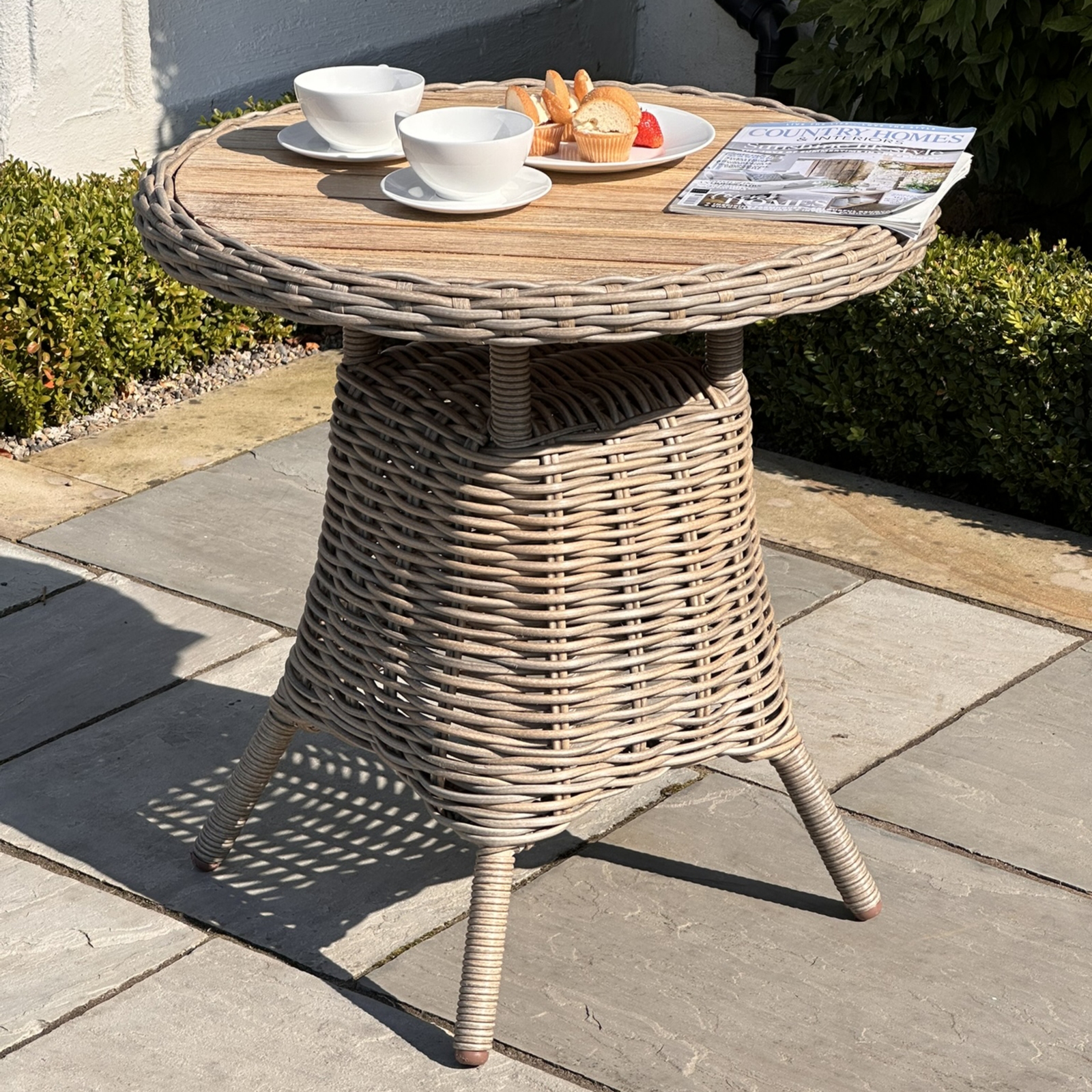 Amalfi Collection Outdoor Bistro Table With Wood Top Amalfi Collection Outdoor Bistro Table With Wood Top