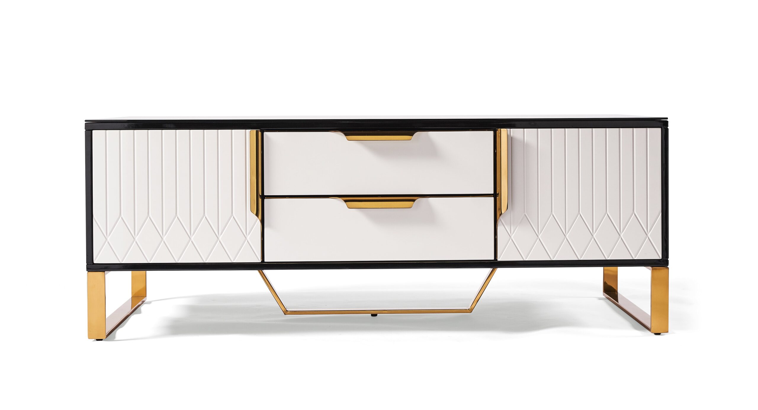Amal Ribbed Coffee Table - White & Gold Image 1 Amal Ribbed Coffee Table - White & Gold featured image