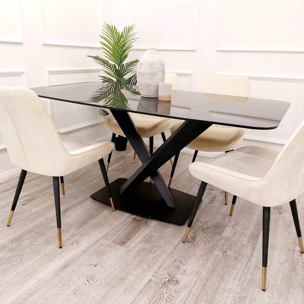 Apollo 1.6m Black Dining Table with Black Sintered Stone Top - 8 Apollo 1.6m Black Dining Table with Black Sintered Stone Top detail image