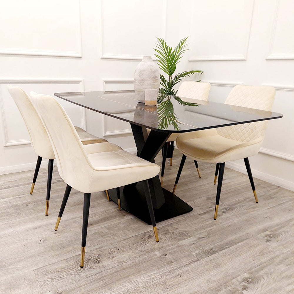 Apollo 1.6m Black Dining Table with Black Sintered Stone Top - 10 Apollo 1.6m Black Dining Table with Black Sintered Stone Top detail image