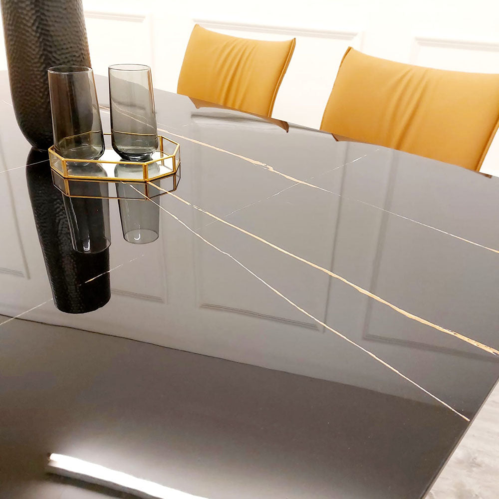 Apollo 1.6m Black Dining Table with Black Sintered Stone Top - 3 Apollo 1.6m Black Dining Table with Black Sintered Stone Top detail image