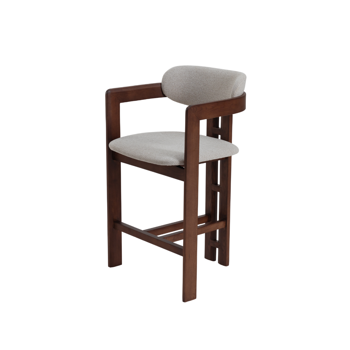 Clara Walnut Barstool in Oatmeal Boucle Image 1 Clara Walnut Barstool in Oatmeal Boucle featured image
