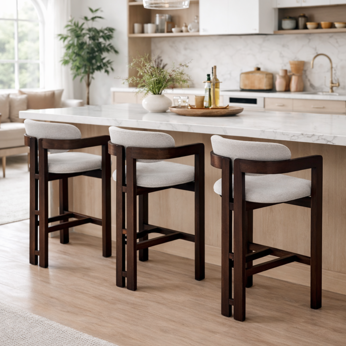 Clara Walnut Barstool in Oatmeal Boucle Image 8 Clara Walnut Barstool in Oatmeal Boucle product image 8
