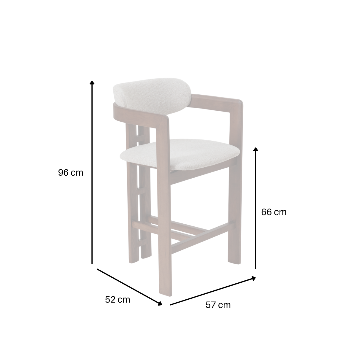 Clara Walnut Barstool in Oatmeal Boucle Image 7 Clara Walnut Barstool in Oatmeal Boucle product image 7