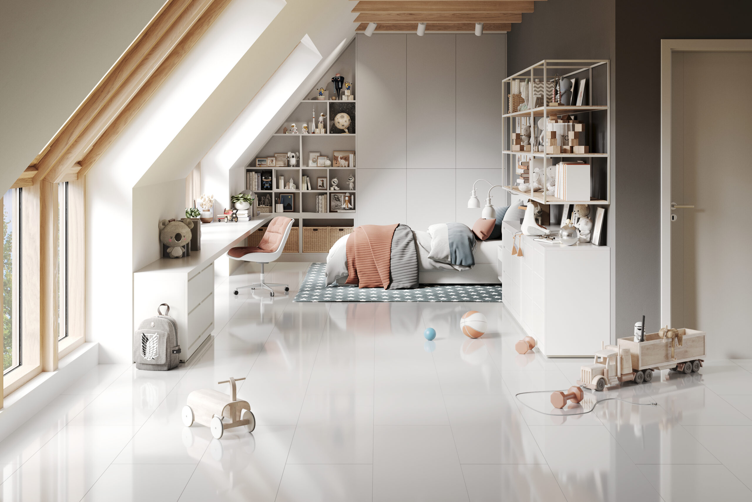 FQ-D2935-_White_Lifestyle_4-scaled-2.jpg Falquon White 8mm Stone Effect Laminate Flooring (High Gloss) - image 3