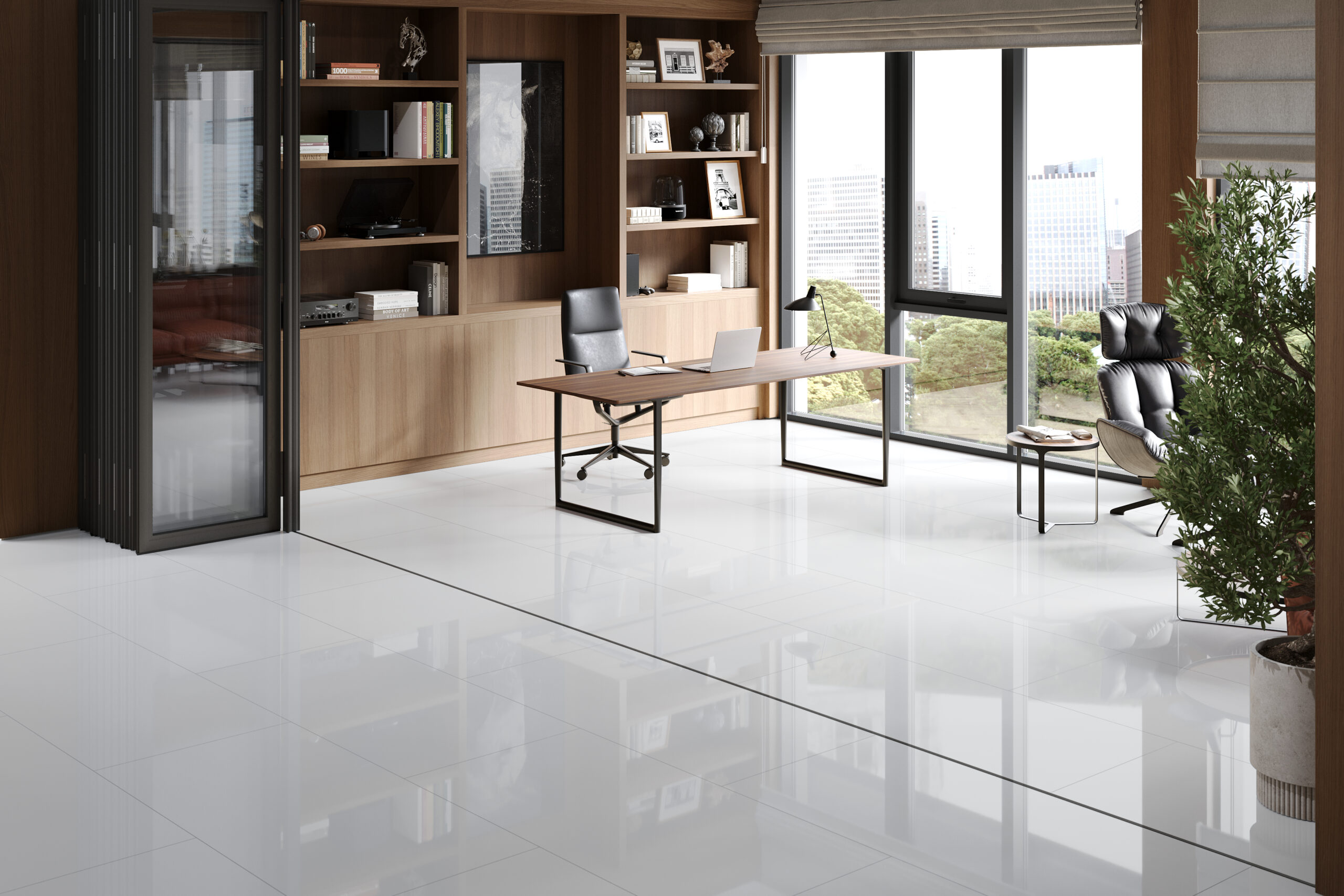 FQ-D2935-_White_Lifestyle_5-scaled-2.jpg Falquon White 8mm Stone Effect Laminate Flooring (High Gloss) - image 4