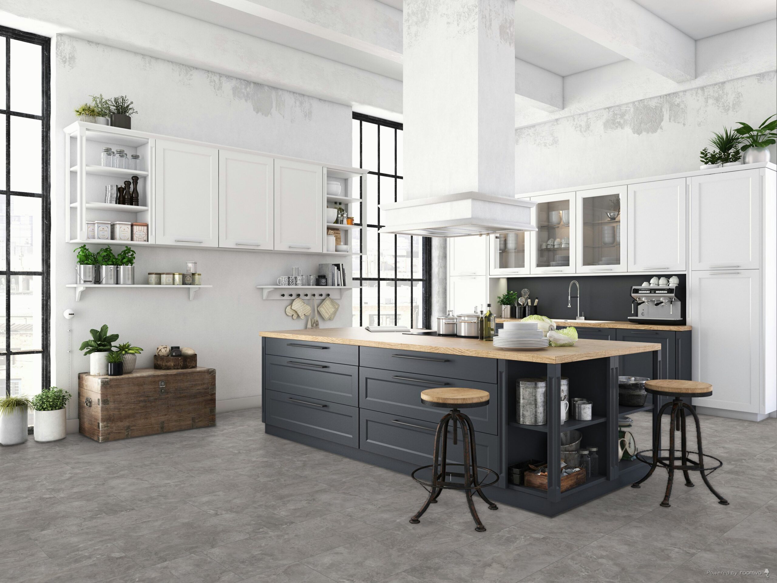 FQ-Q1020_Martico_Grigio_Lifestyle_1-scaled-2.jpg Falquon Martico Grigio 8mm Stone Effect Laminate Flooring (High Gloss) - image 2