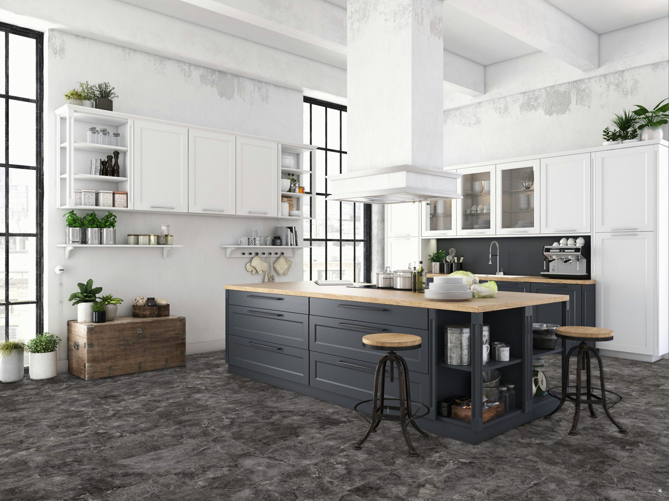 FQ-Q1022_Martico_Nero_Lifestyle_3-scaled-3.jpg Falquon Martico Nero 8mm Stone Effect Laminate Flooring (High Gloss) - image 2