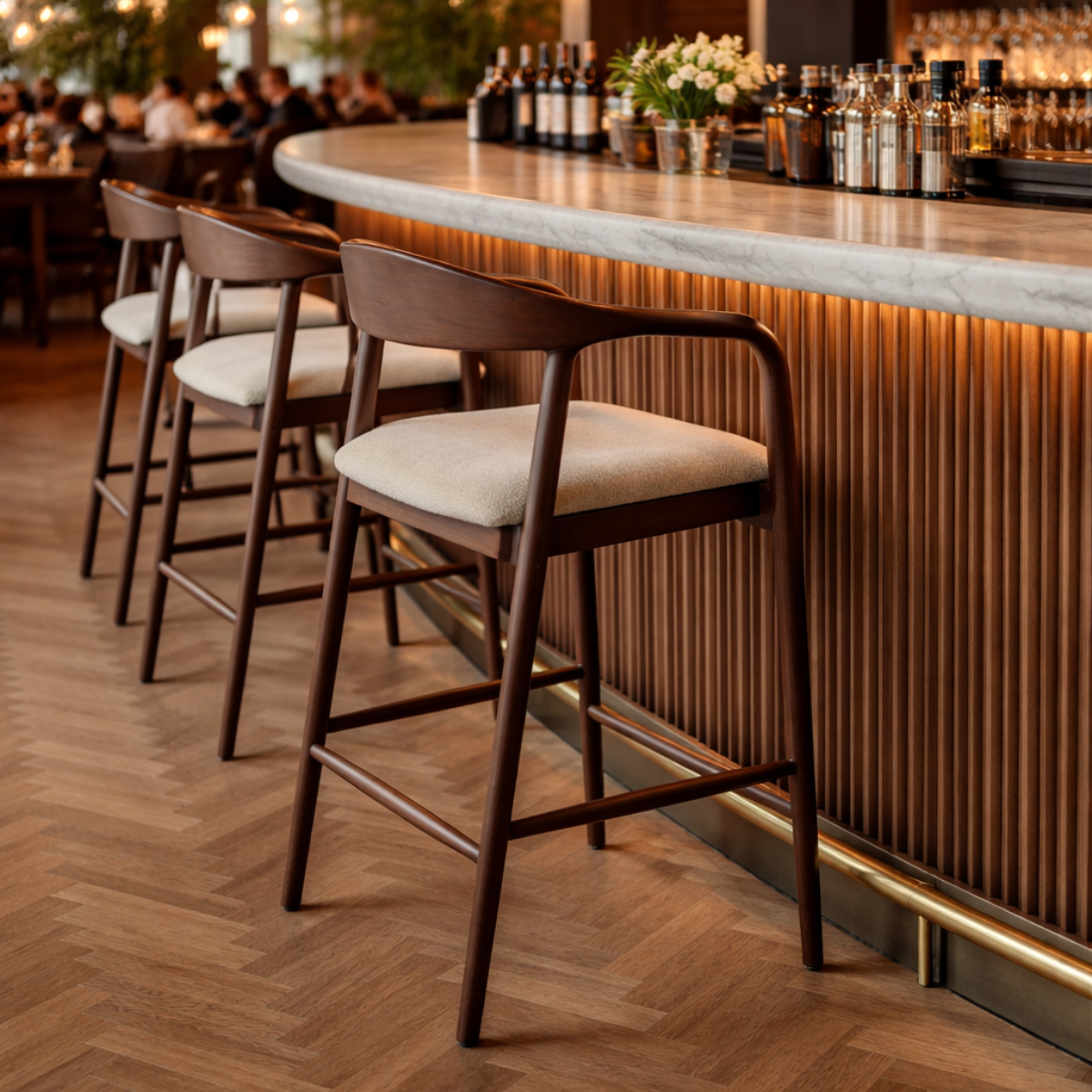 Tess Walnut Barstool in Oatmeal Boucle Image 8 Tess Walnut Barstool in Oatmeal Boucle product image 8