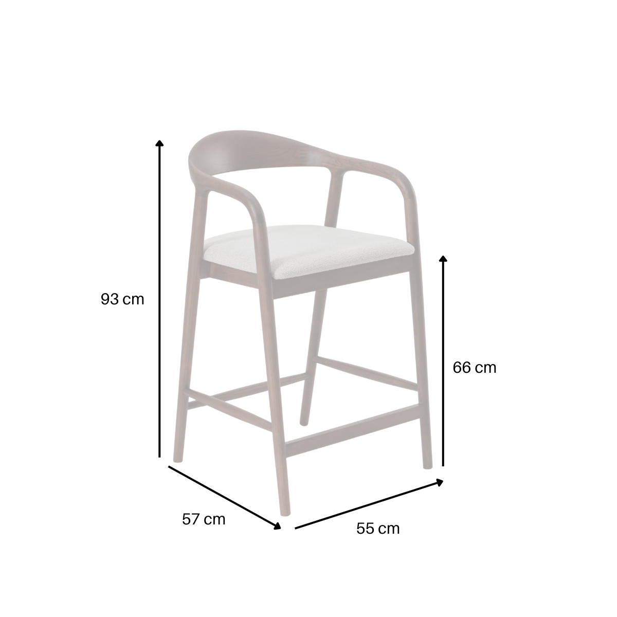 Tess Walnut Barstool in Oatmeal Boucle Image 7 Tess Walnut Barstool in Oatmeal Boucle product image 7