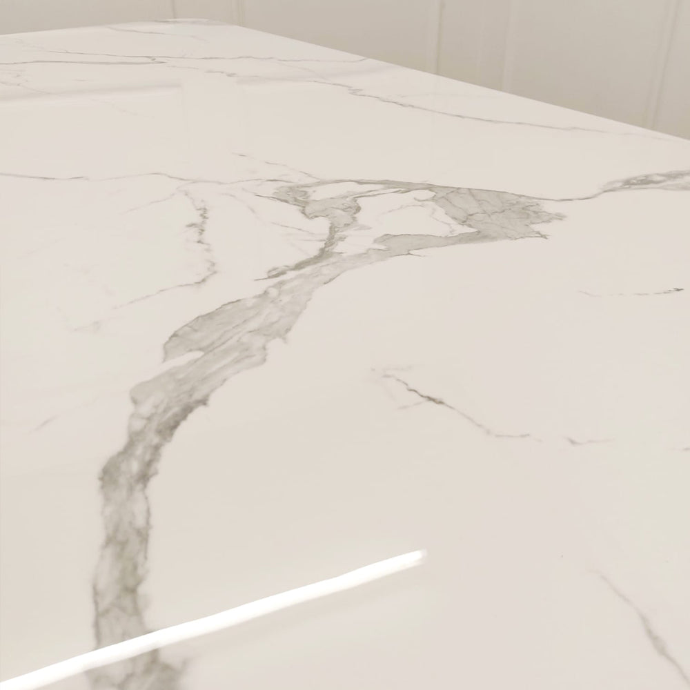Valeo Gold 1.8m Dining Table with Polar White Sintered Stone Top - 3 Valeo Gold 1.8m Dining Table with Polar White Sintered Stone Top detail image