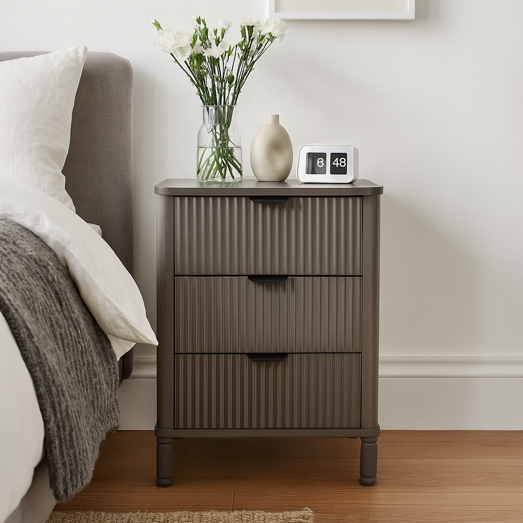 Reed Collection 3 Drawer Bedside Table Image 1 Reed Collection 3 Drawer Bedside Table featured image