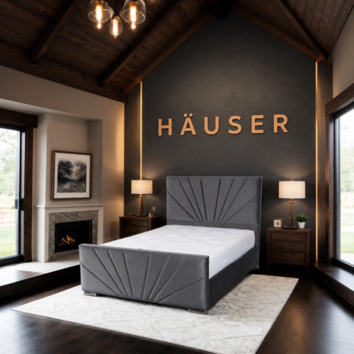 Plush upholstered Sunburst Bed
